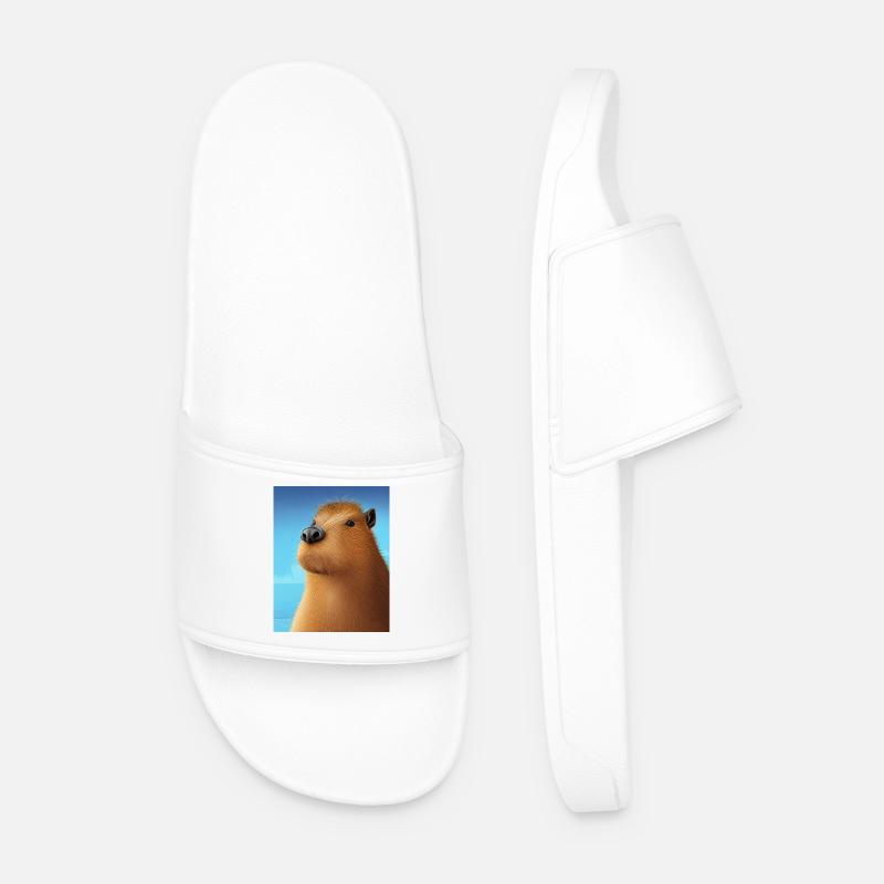 Cooles Comic-Porträt von Capybara - Männer Badelatschen - Weiß