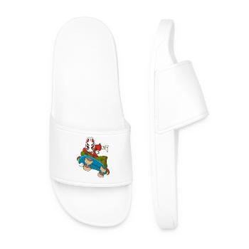Renard kitsune en skateboard - Claquettes Homme - blanc - Devant