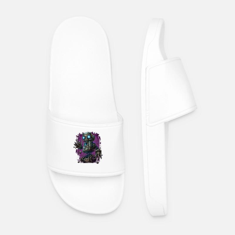 Neon-Dampfroboter im Schrottplatz-Schein - Männer Badelatschen - Weiß