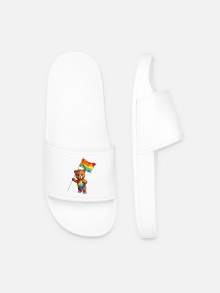 Love is a Bear Necessity - Men’s Pool Sliders - white