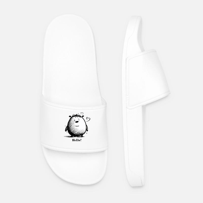 Cuddly Cuddly Cuddly Monster - Men’s Pool Sliders - white