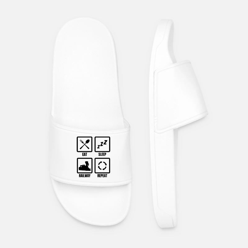 Railway Lovers Routine - Men’s Pool Sliders - white