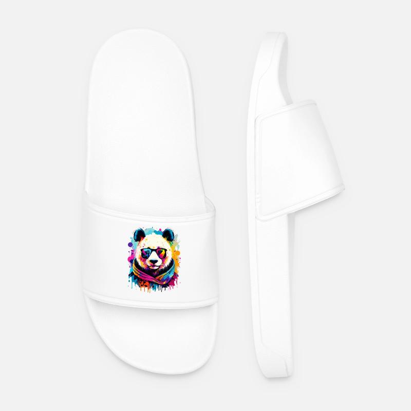 Panda Farbenfroh - Pandabär Bunt - Panda Bär - Männer Badelatschen - Weiß
