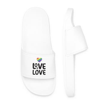 LGBTQ Pride Month - Love is Love - Men’s Pool Sliders - white - Front