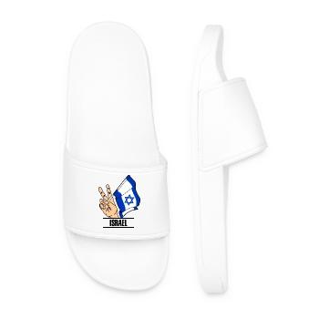 Flag Israel peace sign text ISRAEL - Men’s Pool Sliders - white - Front