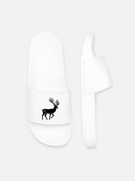 Deer silhouette Christmas - Men’s Pool Sliders - white