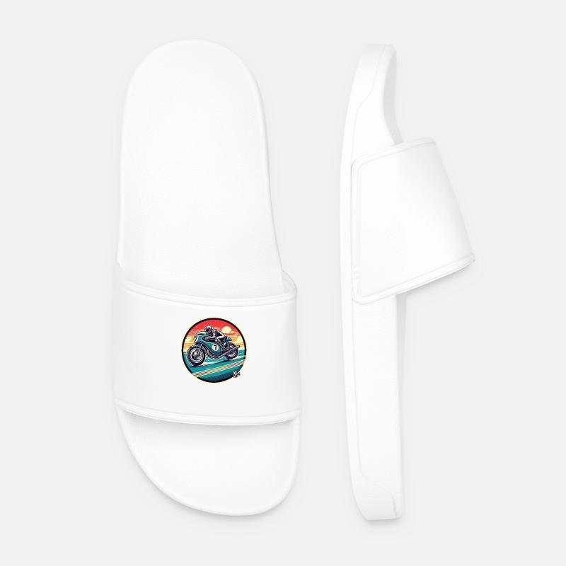 Classic Motorcycle Café Racer - Men’s Pool Sliders - white