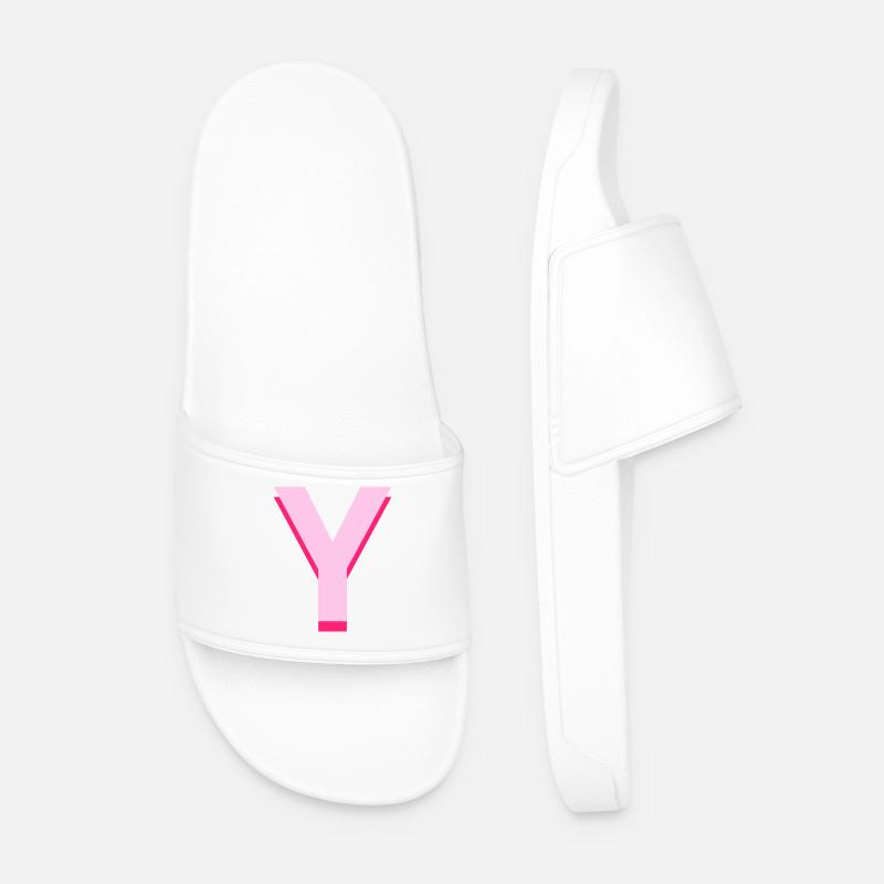 Pop and modern pink letter - Men’s Pool Sliders - white