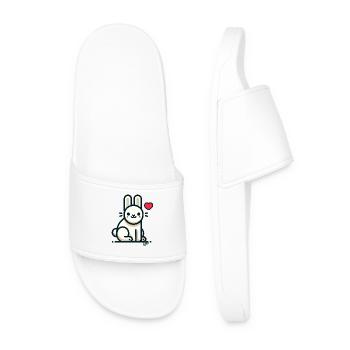 Love Heart Bunny - Men’s Pool Sliders - white - Front