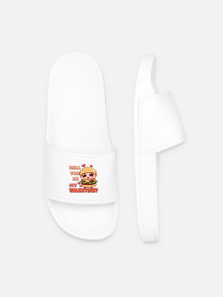 Burger - Serez-vous mon Valentin - Claquettes Homme - blanc