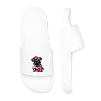 Pug Dog - Men’s Pool Sliders - white - Front