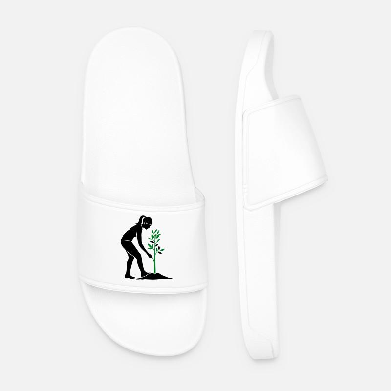 Tree Plants Nature Conservation - Men’s Pool Sliders - white