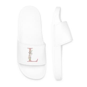 L Monogramm, Floral, personalisierbar - Männer Badelatschen - Weiß - Vorne