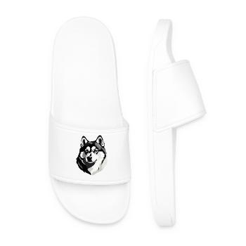 Tête de husky - Autocollant de chien de compagnie - Claquettes Homme - blanc - Devant