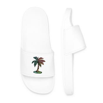 Palm Tree Beach - Men’s Pool Sliders - white - Front