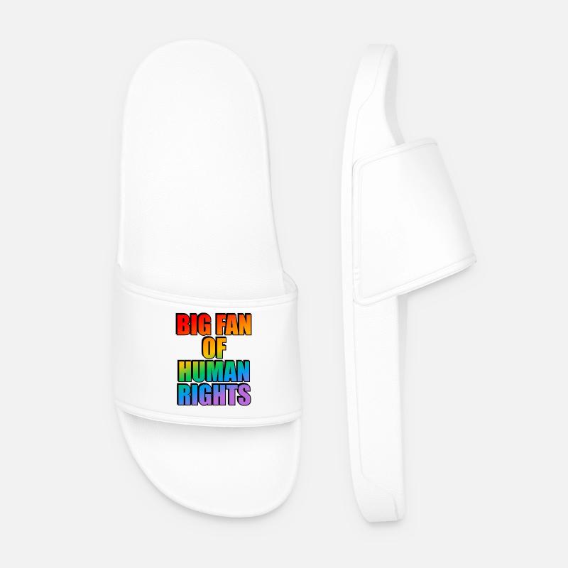 Rainbow Human Rights Celebration Tee - Men’s Pool Sliders - white