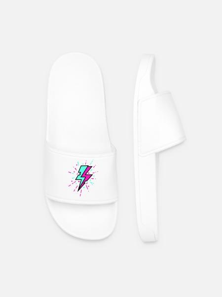 Style rétro coloré avec un éclair - Claquettes Homme - blanc