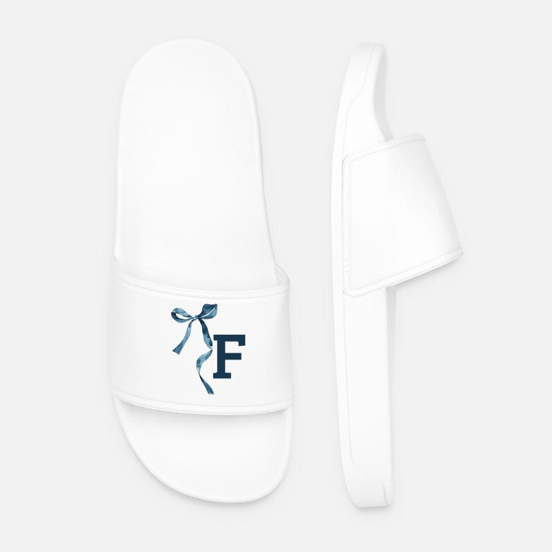 Monogramm f Geschenkidee - Männer Badelatschen - Weiß