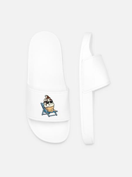 Chillende ijscreme op strandstoel - Men’s Pool Sliders - white