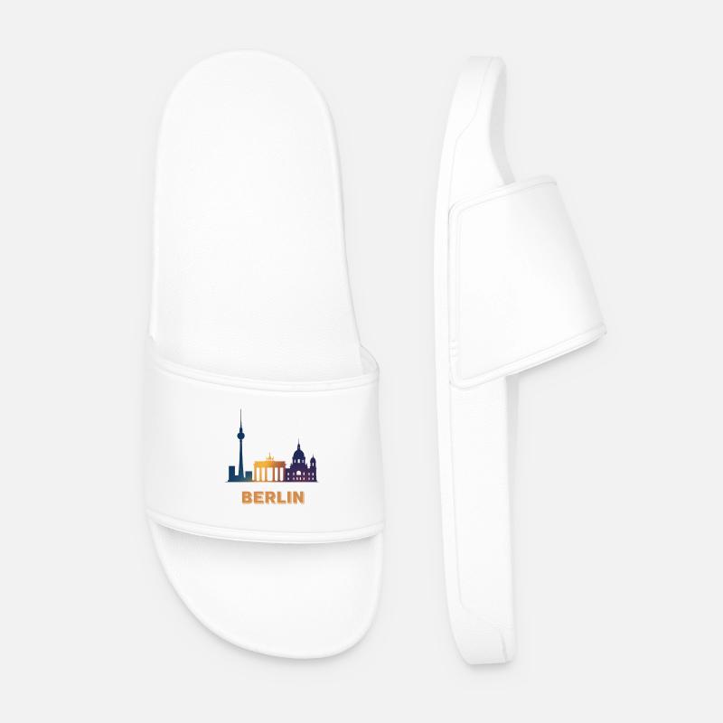 Berlin Skyline Gradient - Men’s Pool Sliders - white