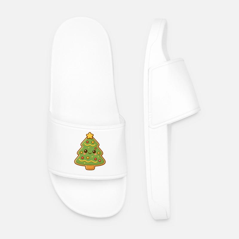 Christmas Tree Cookie - Men’s Pool Sliders - white