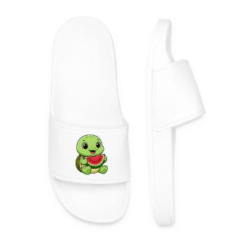 Mignon tortue melon d’été dessin animé fruits - Claquettes Homme - blanc - Devant