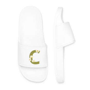 Lettre c vert marguerites - Claquettes Homme - blanc - Devant