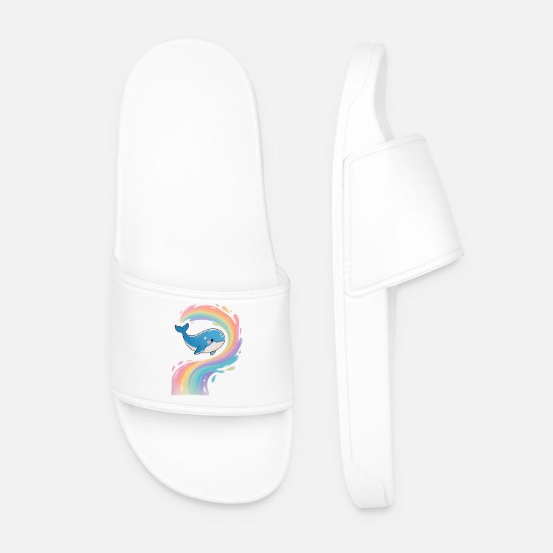 🐳 Regenbogenwal - Magisch - Männer Badelatschen - Weiß