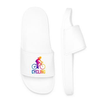 Silhouette de la fille arc-en-ciel Cycliste - Claquettes Homme - blanc - Devant