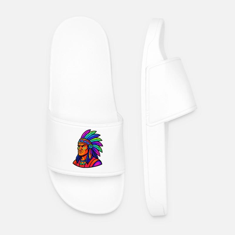 Häuptling Indianer Comic - Männer Badelatschen - Weiß
