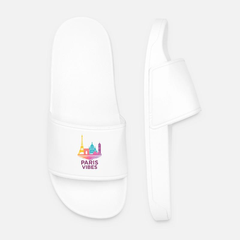 Paris Vibes Gradient Skyline - Men’s Pool Sliders - white