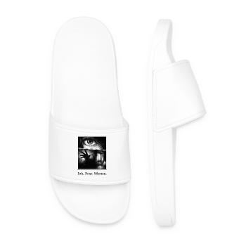 Ink Fear Silence – dark manga horror motif - Men’s Pool Sliders - white - Front