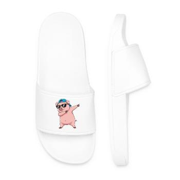 Dessin animé de lunettes de soleil en cochon à faire du dabing - Claquettes Homme - blanc - Devant