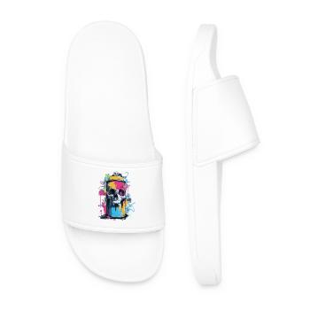 Skull Graffiti Spray Can - Men’s Pool Sliders - white - Front