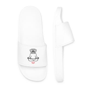 Pug Yoga Meditation Outline - Men’s Pool Sliders - white - Front