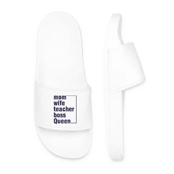 Mama Ehefrau Lehrerin Queen-Shirt - Männer Badelatschen - Weiß - Vorne