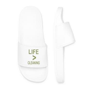 La vie est plus grande que le nettoyage Minimaliste Design - Claquettes Homme - blanc - Devant