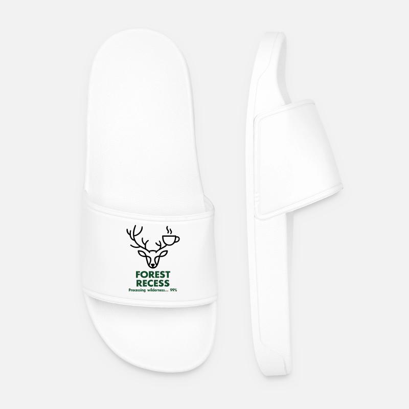 Deer with Cup in Forest - Men’s Pool Sliders - white