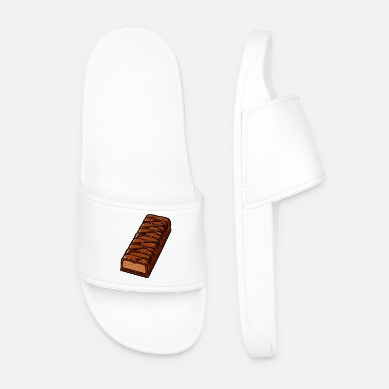 Chocolate Bar with Zigzag Glaze - Men’s Pool Sliders - white