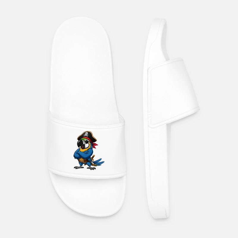Pirate bird with eye patch - Men’s Pool Sliders - white