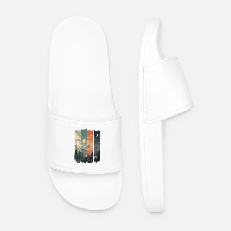 Sylvan signs: mountains and huts - Men’s Pool Sliders - white