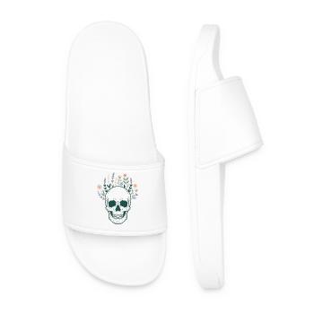 Skull Skull Botany Flowers Blossoms Mystical - Men’s Pool Sliders - white - Front