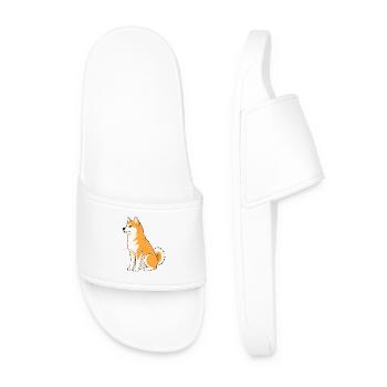 Cheerful Shiba Inu Illustration - Men’s Pool Sliders - white - Front