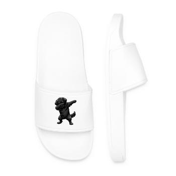 Dabbing Flat Coated Retriever - Men’s Pool Sliders - white - Front