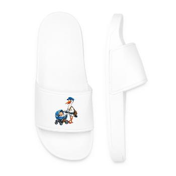 Stork with pram - Men’s Pool Sliders - white - Front