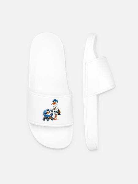 Stork with pram - Men’s Pool Sliders - white