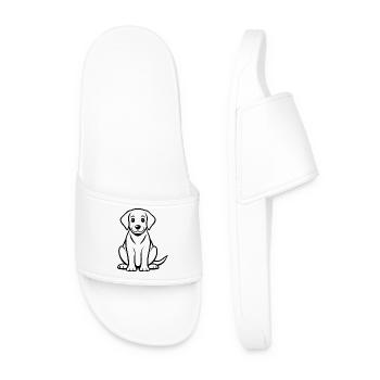 Labrador Puppy - Men’s Pool Sliders - white - Front