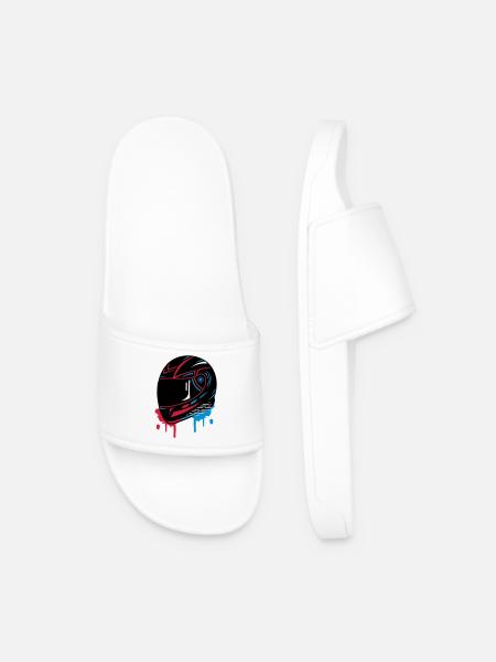 Motorcycle helmet Graffiti - Men’s Pool Sliders - white