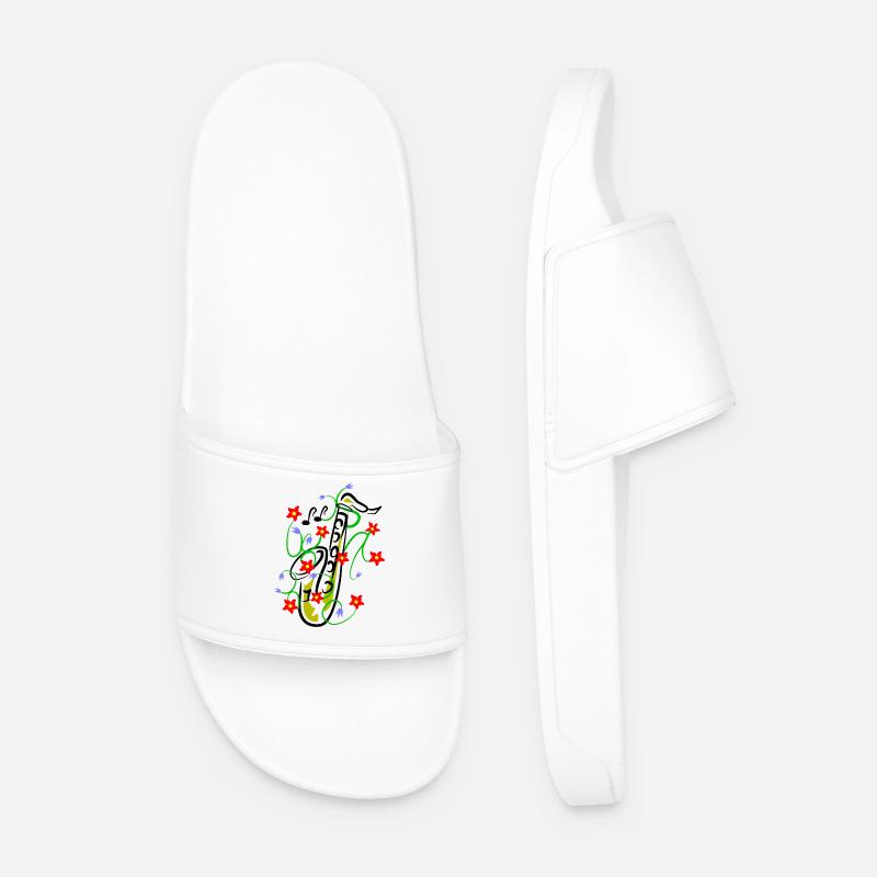Saxophone Design - Men’s Pool Sliders - white