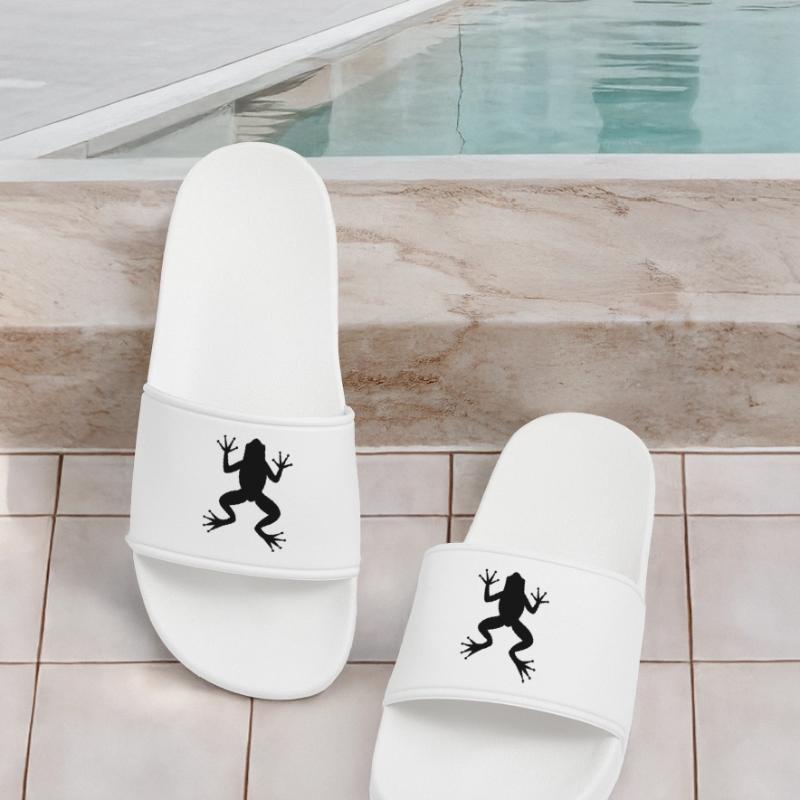 Frog toad tree frog silhouette Men’s Pool Sliders